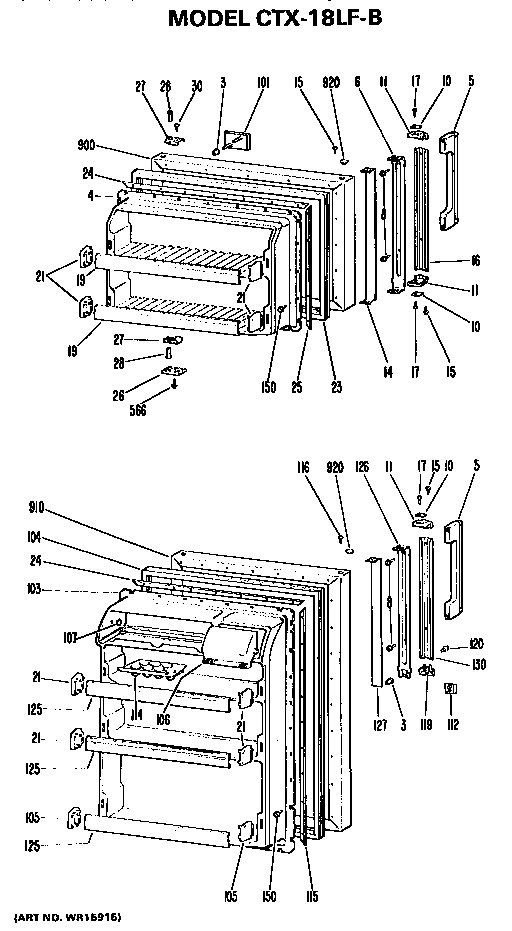 Doors Diagram and Parts List for CTX18LFB  Hotpoint Refrigerator