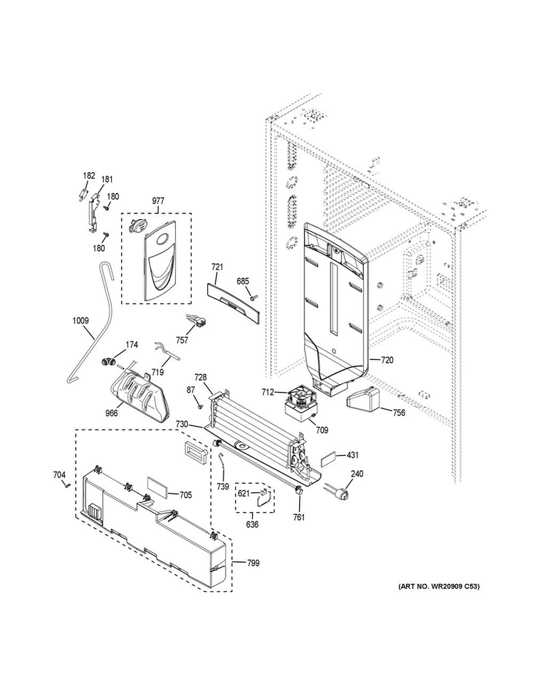 Fresh Food Section Diagram and Parts List for CWE23SSHJSS  General Electric Refrigerator