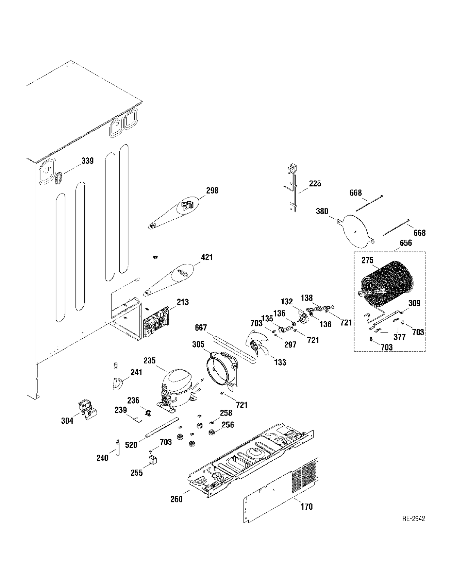 SYSTEM PARTS Diagram and Parts List for GSR23VSWASS  General Electric Refrigerator