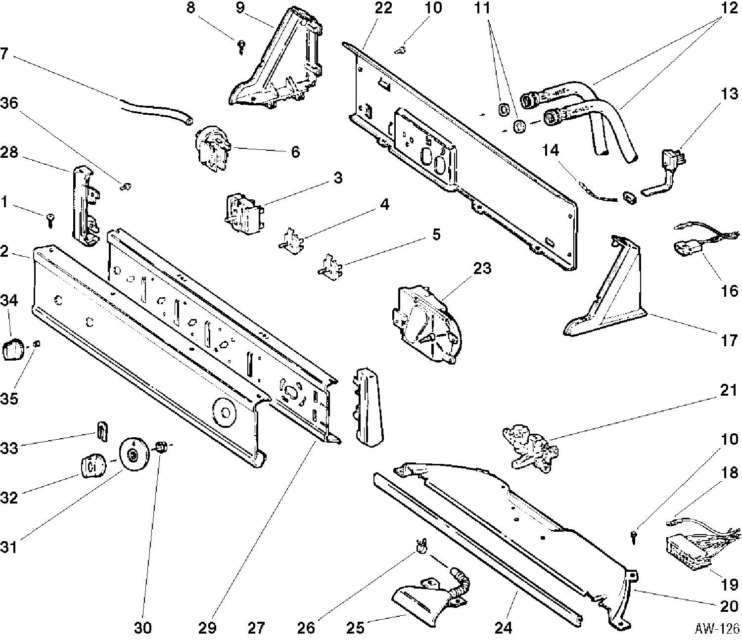 CONTROL GROUP Diagram and Parts List for 57131T5WW  General Electric Washer