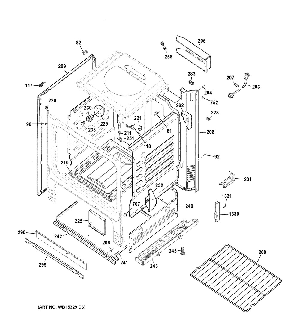 Body Parts Diagram and Parts List for RGBS330DR2BB  General Electric Range