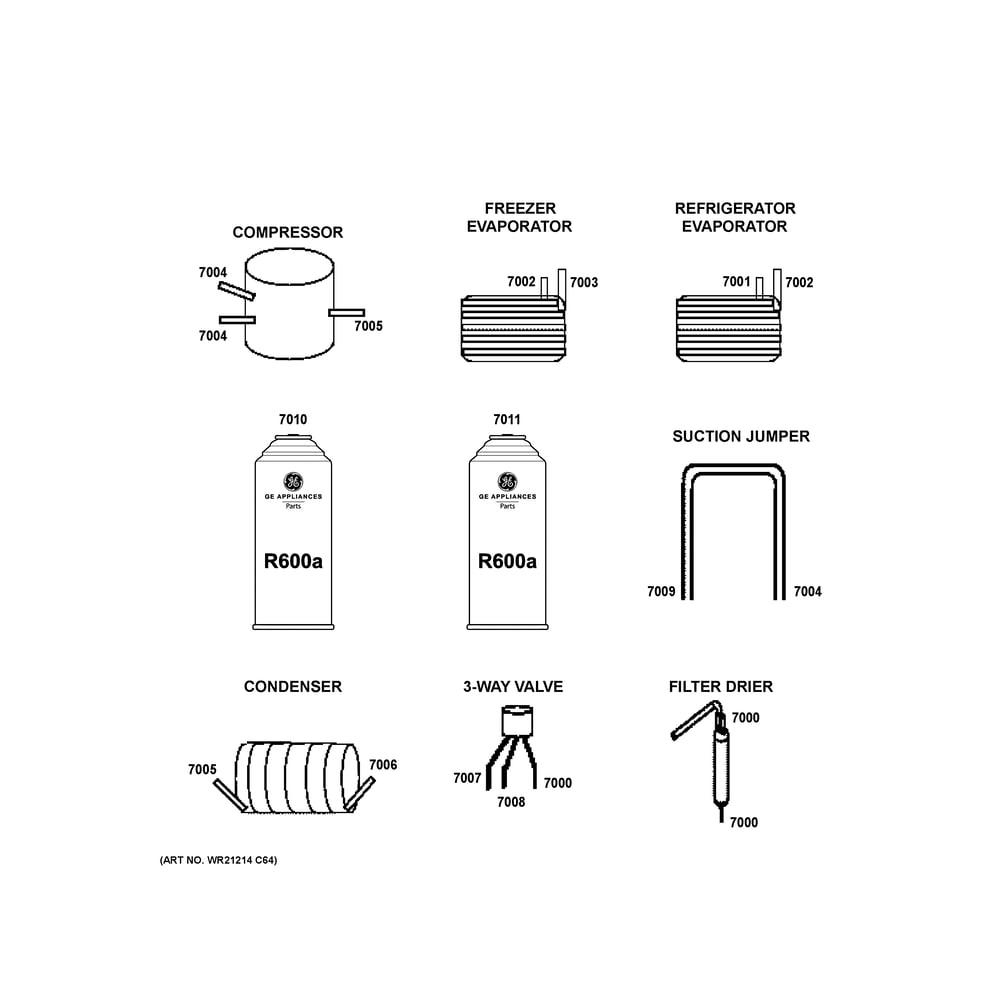 Lokring Connectors Diagram and Parts List for CVE28DP4NHW2  General Electric Refrigerator