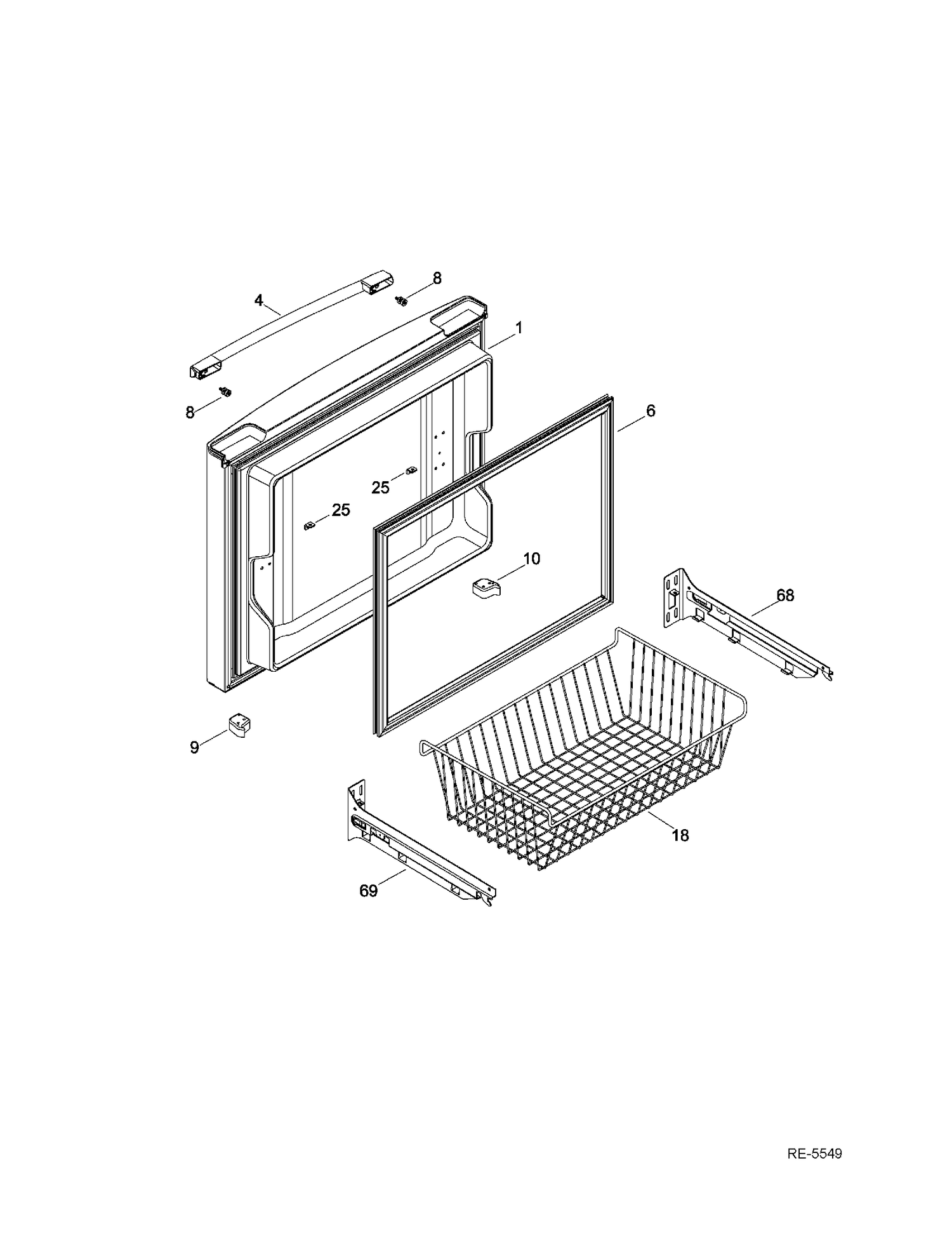 FZ DOOR Diagram and Parts List for GNR22DSEAFBS  General Electric Refrigerator