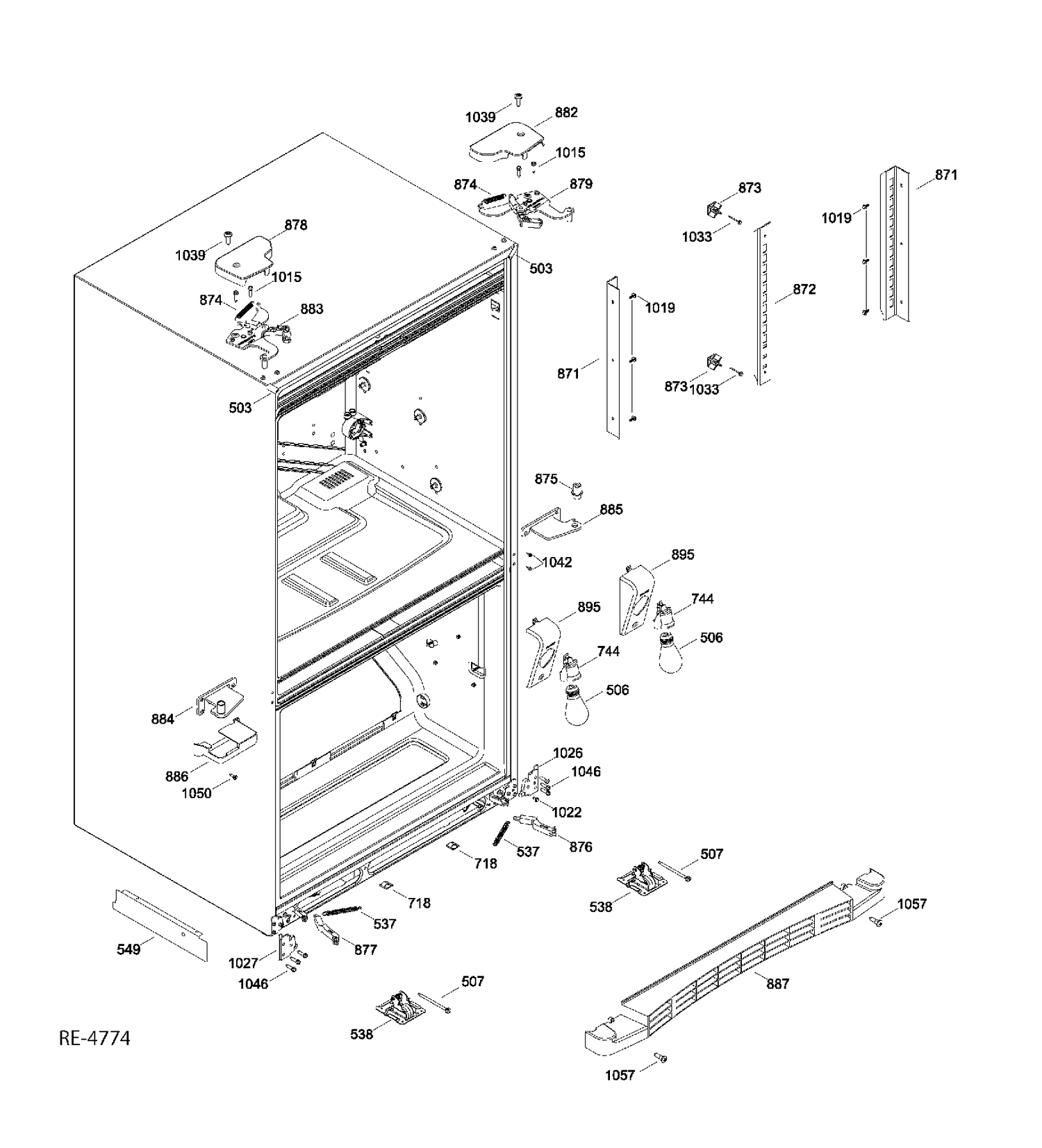 HINGE PARTS Diagram and Parts List for PFRS2MJXBSS  General Electric Refrigerator