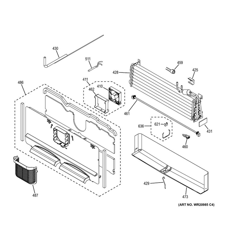 Freezer Section Diagram and Parts List for DFE28JSKBSS  General Electric Refrigerator