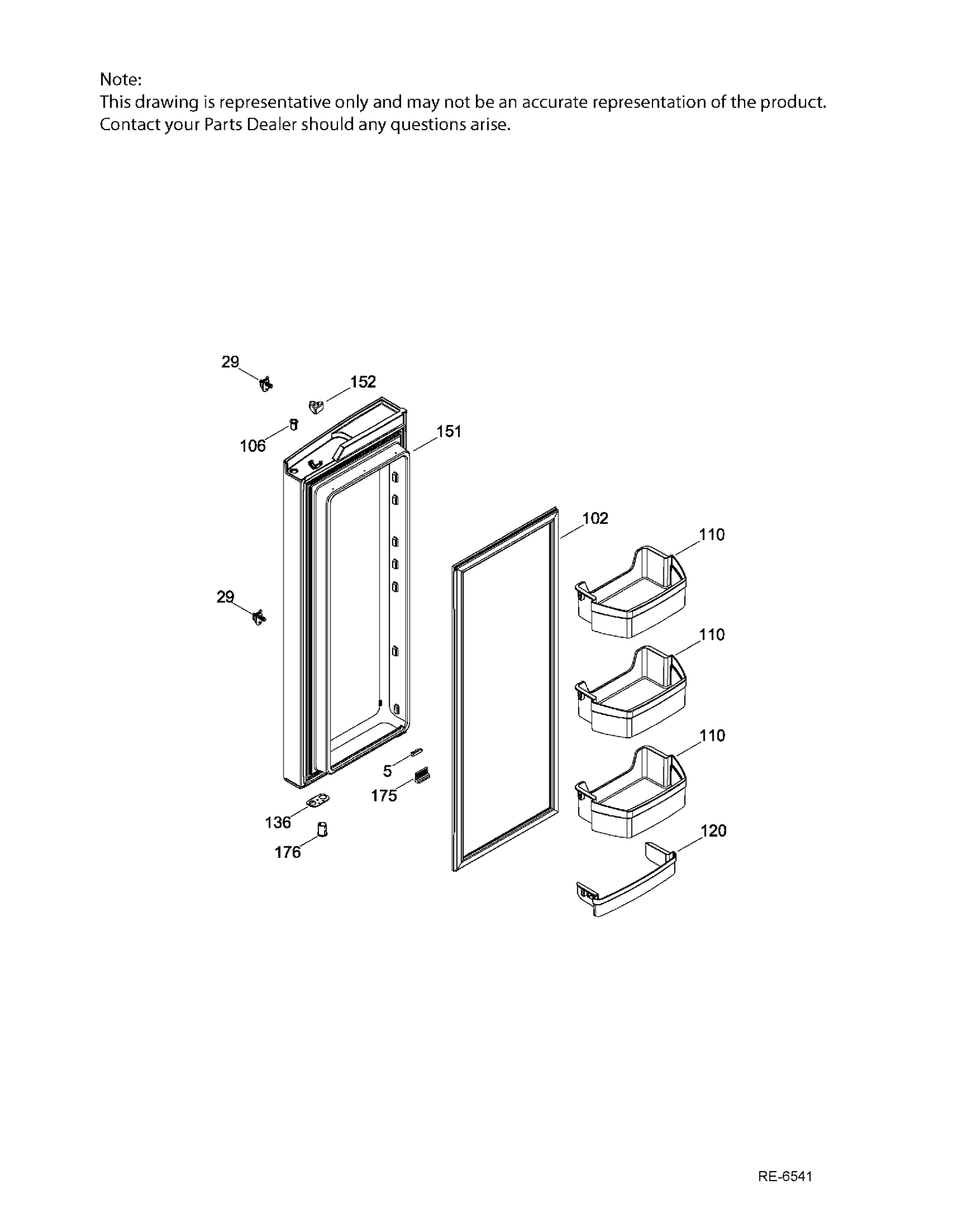 FF DOOR RH Diagram and Parts List for PNE25JMKBKES  General Electric Refrigerator