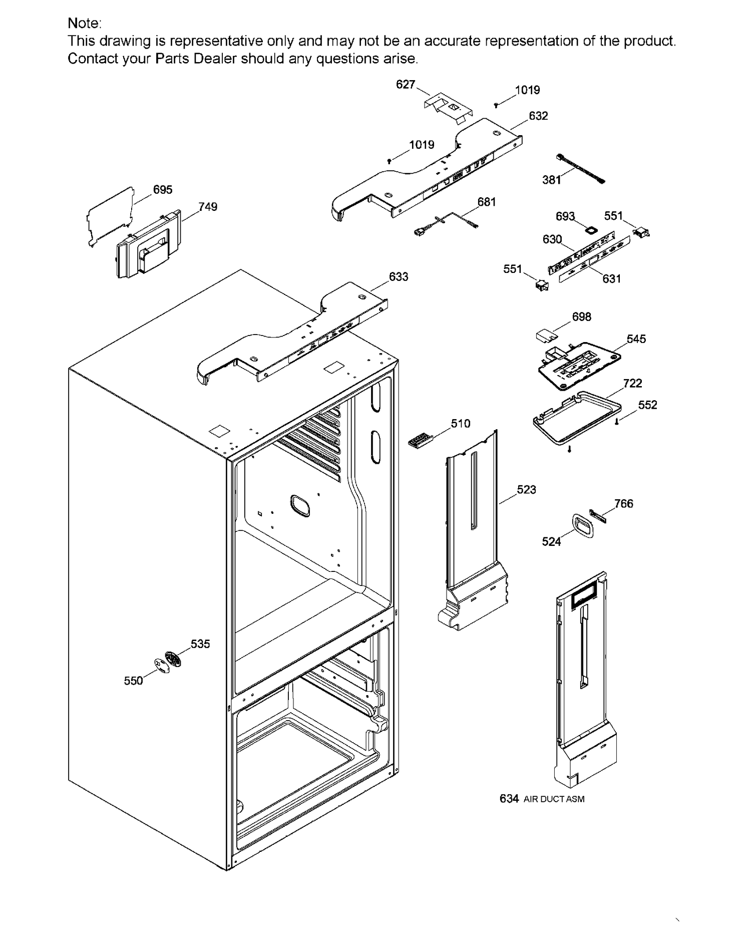 FF FUNCTIONAL PARTS Diagram and Parts List for GDE21DSKAKSS  General Electric Refrigerator
