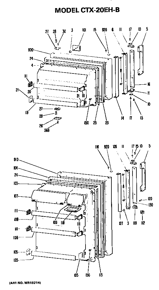 Doors Diagram and Parts List for CTX20EHB  Hotpoint Refrigerator