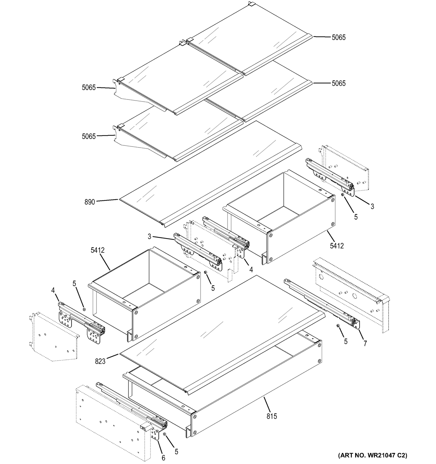 FRESH FOOD SHELVES Diagram and Parts List for ZIPP360NHBSS  General Electric Refrigerator