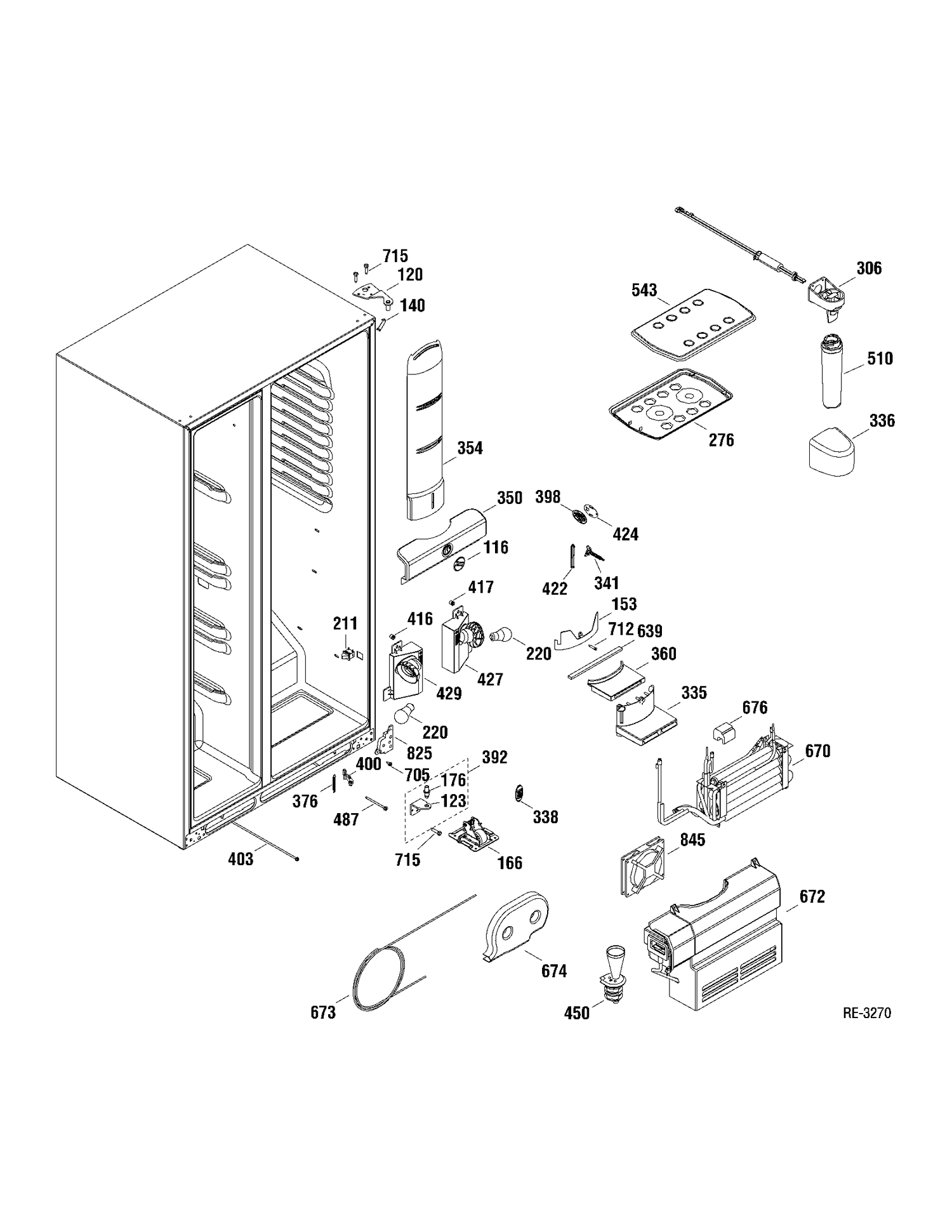 FF SECTION Diagram and Parts List for PSDS5YGXAFSS  General Electric Refrigerator