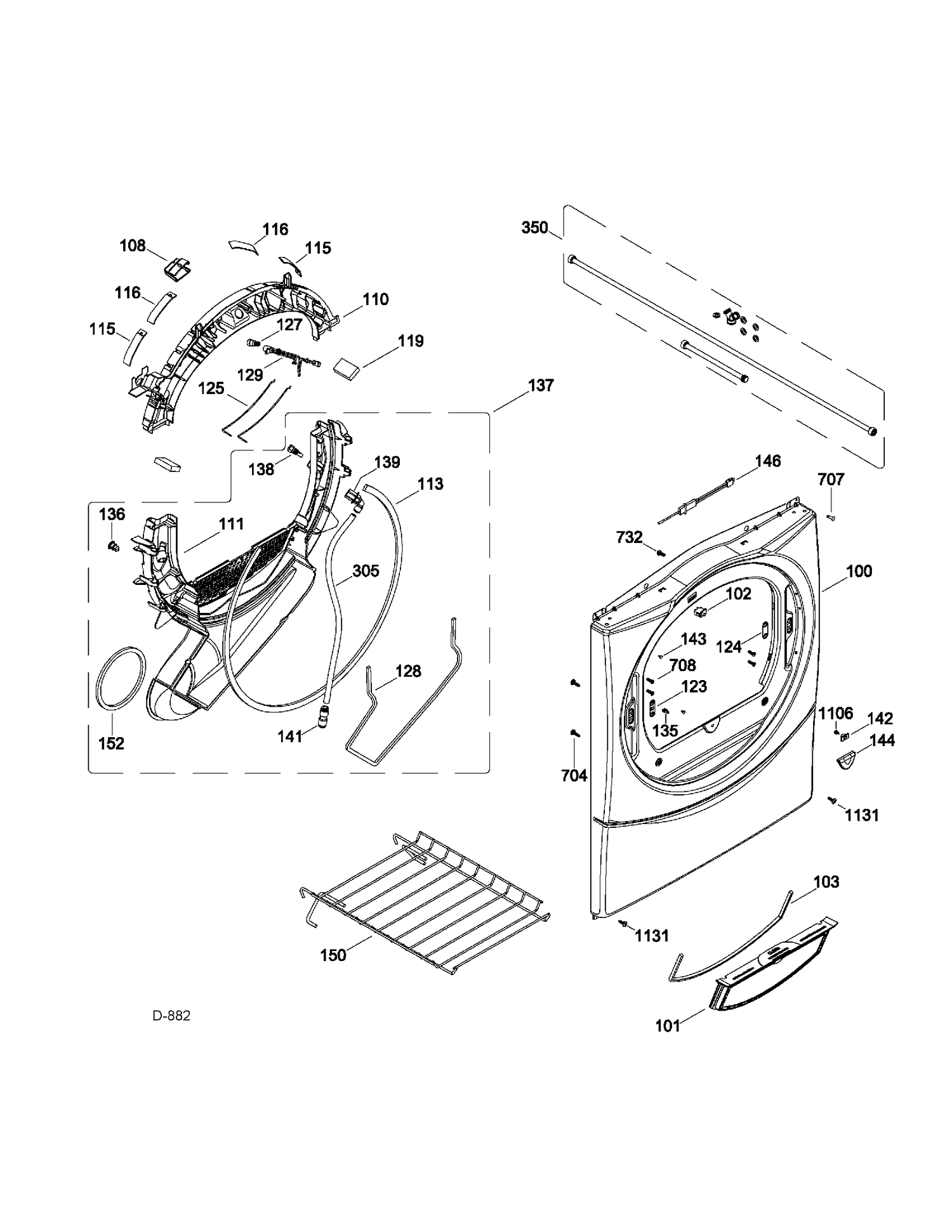 FRONT PANEL Diagram and Parts List for GFMS355EL1MS  General Electric Dryer