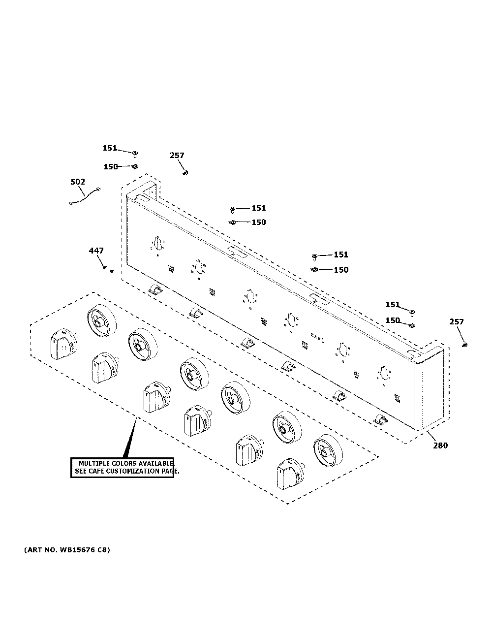 Control Panel Diagram and Parts List for CGU366P4T1W2  General Electric Cooktop