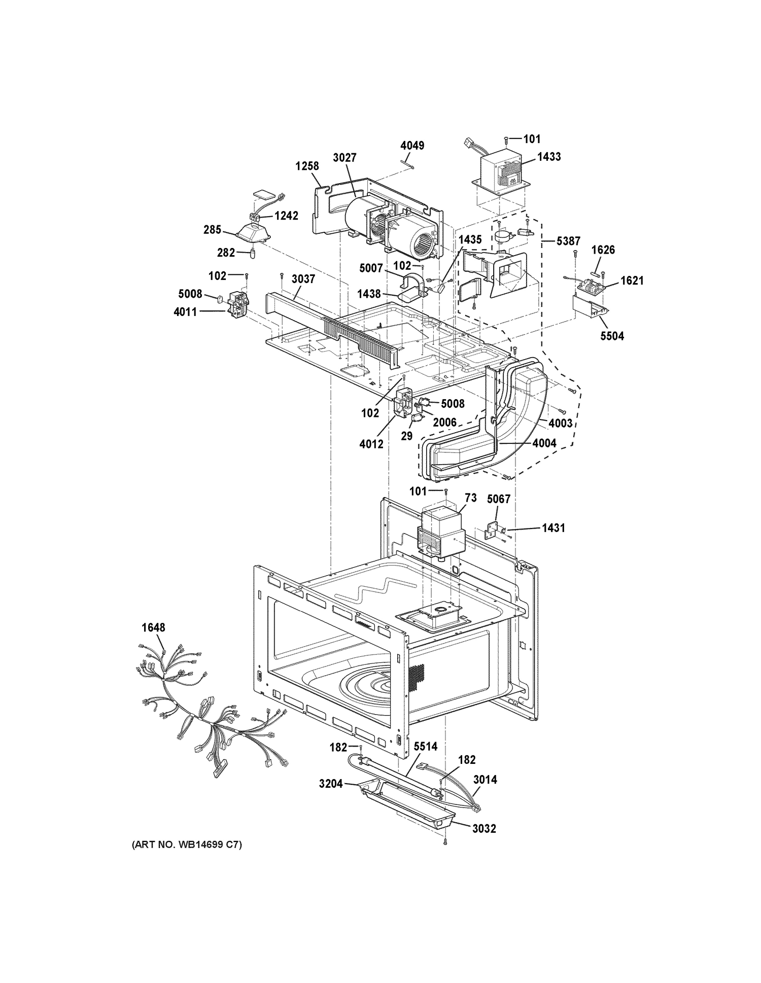 INSULATOR PARTS Diagram and Parts List for CWB7030SL2SS  General Electric Microwave Oven Combo