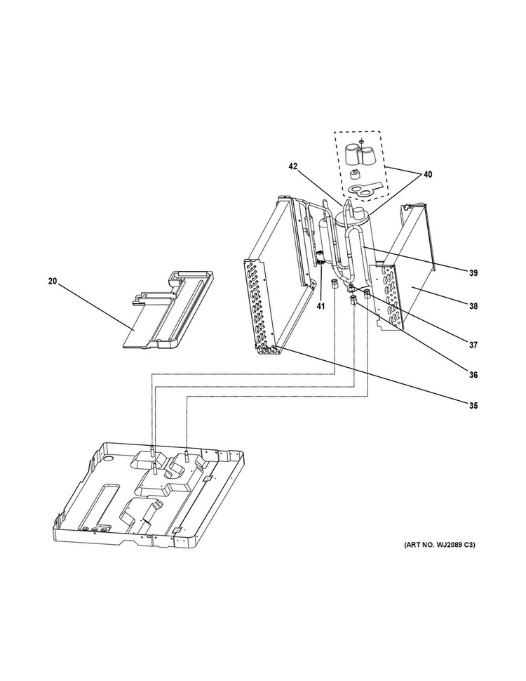 Base Pan & Unit Parts Diagram and Parts List for AJCQ12DCGL1  General Electric Air Conditioner