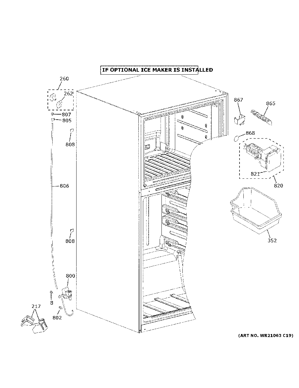 Ice Maker Diagram and Parts List for GTE21GTHFBB  General Electric Refrigerator