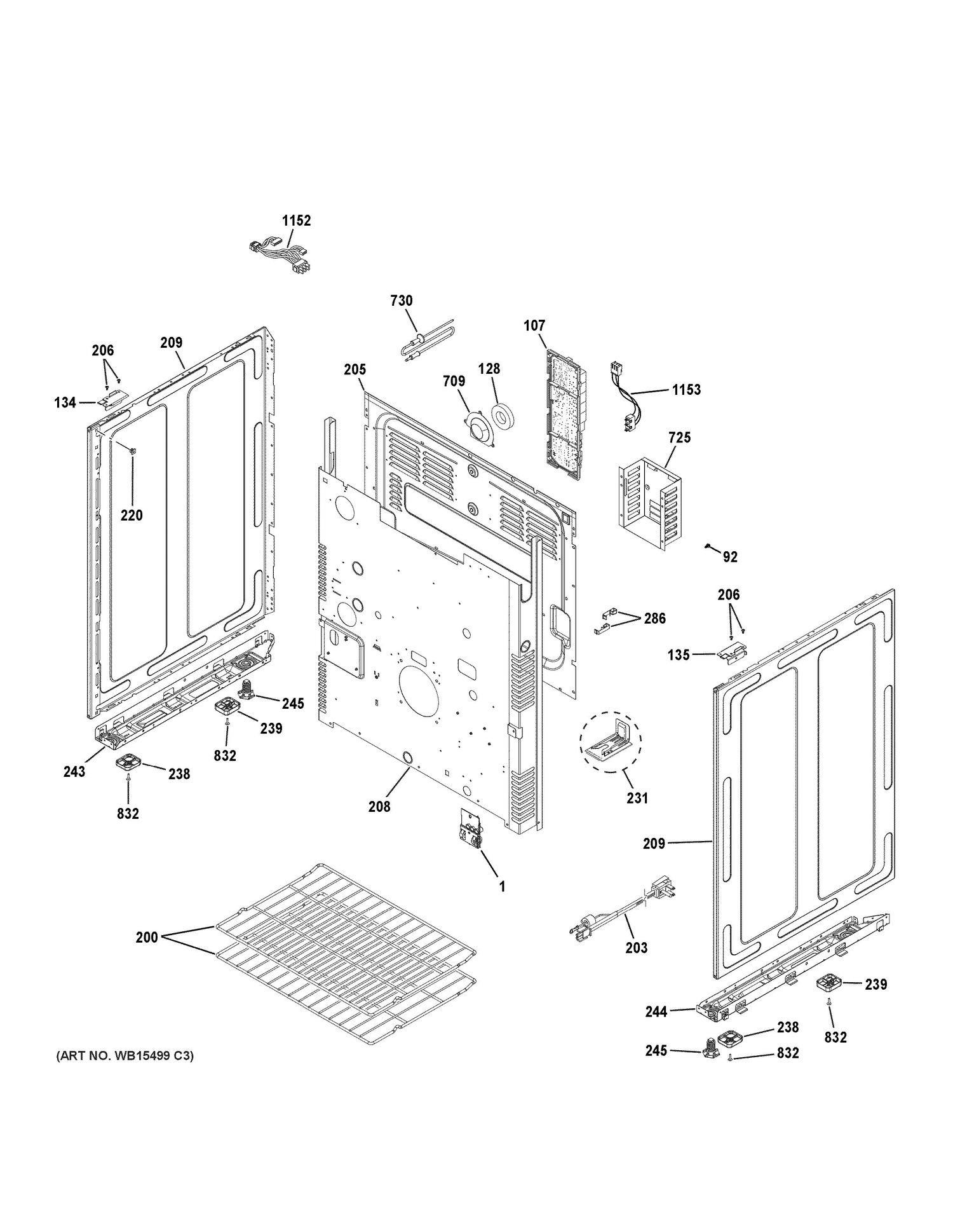 BODY PARTS Diagram and Parts List for CGS995EEL1DS  General Electric Range