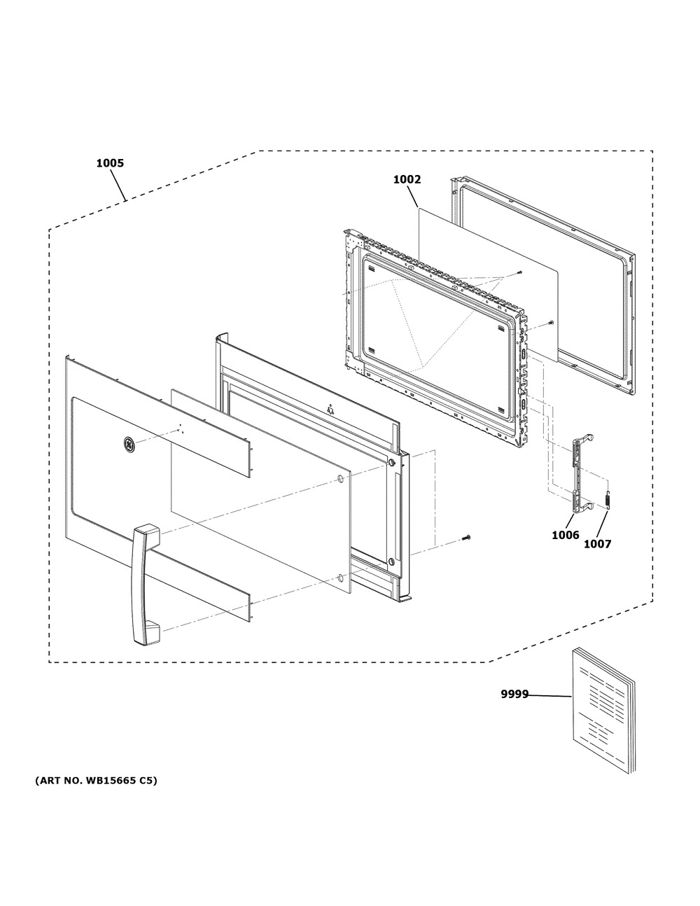 Door Parts Diagram and Parts List for JVM3160RF9SS  General Electric Wall Oven