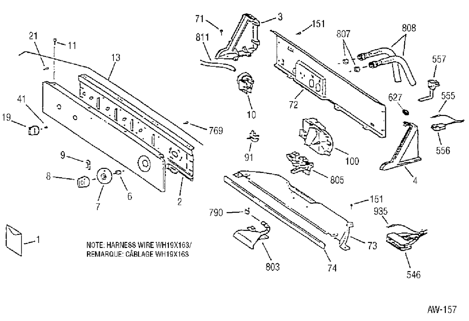 CONTROL GROUP Diagram and Parts List for GBXR2070TAAB  General Electric Washer
