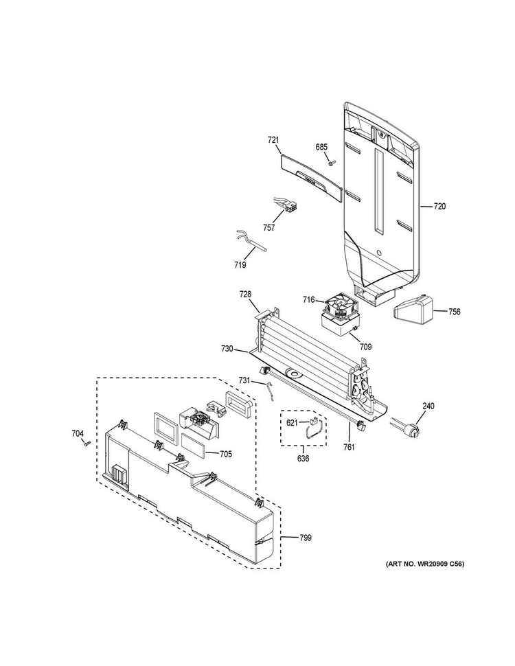 Fresh Food Section Diagram and Parts List for CYE22TSHPSS  General Electric Refrigerator