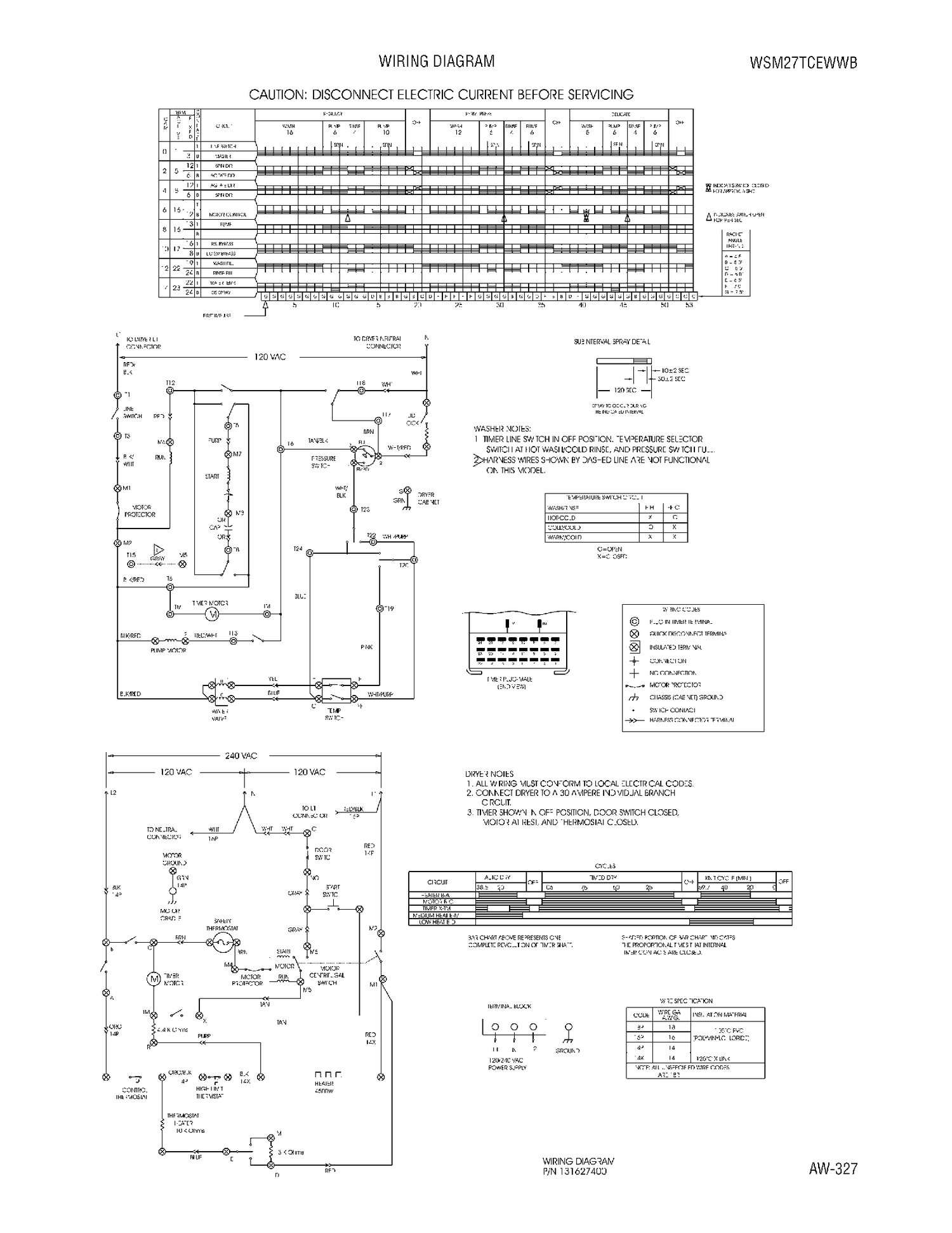 WIRING DIAGRAM Diagram and Parts List for WSM27TCEWWB  General Electric Washer