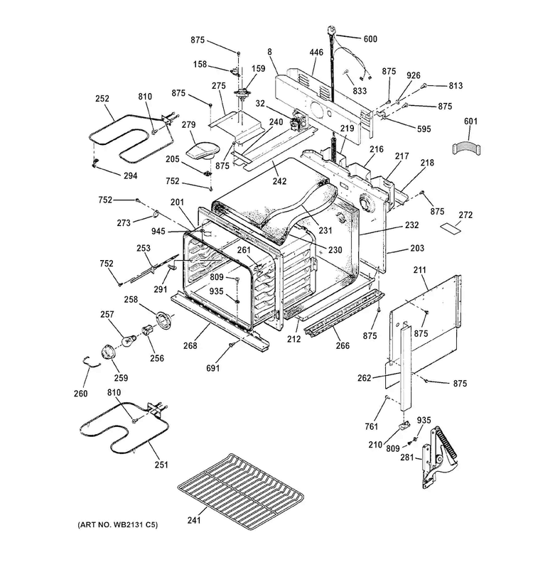 Body Parts Diagram and Parts List for JM250DF1WW  General Electric Range