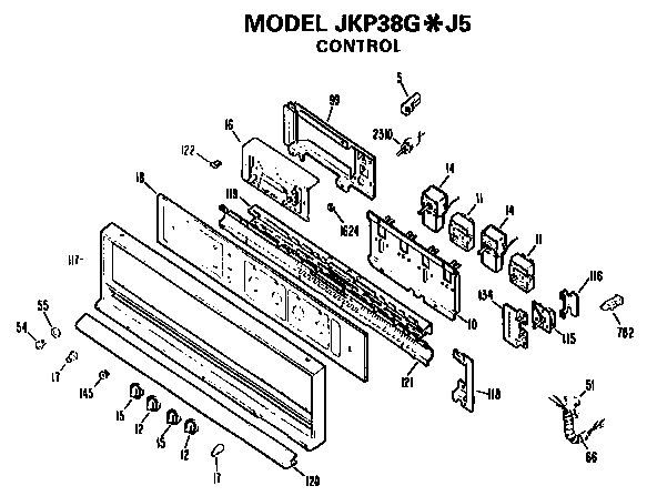 Control Diagram and Parts List for JKP38GJ5  General Electric Wall Oven