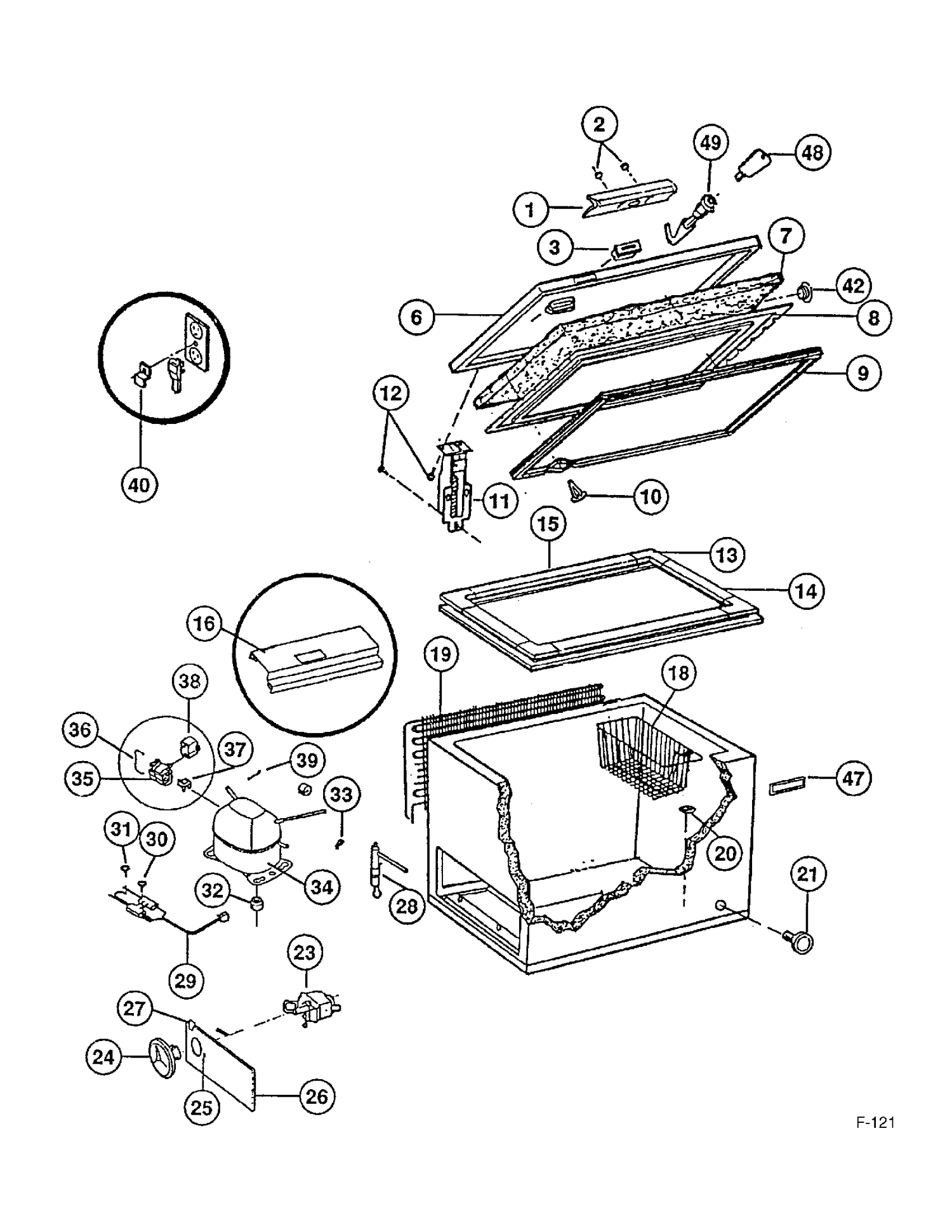 FREEZER Diagram and Parts List for 80820  General Electric Freezer
