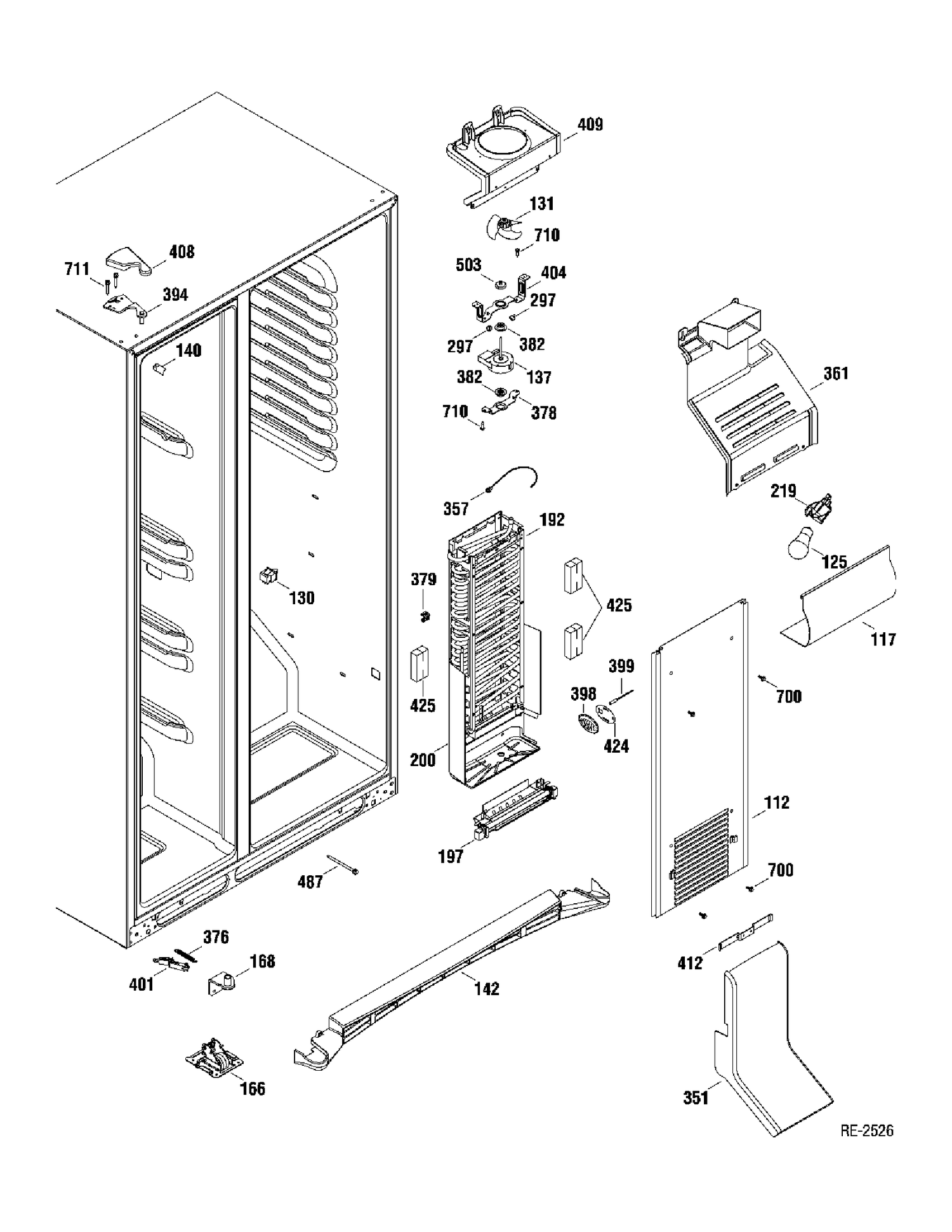 FZ SECTION Diagram and Parts List for MSR23IETAWW  General Electric Refrigerator