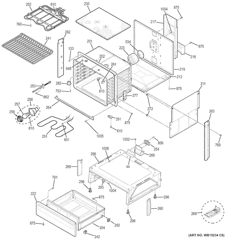 Body Parts Diagram and Parts List for JS630SF2SS  General Electric Range