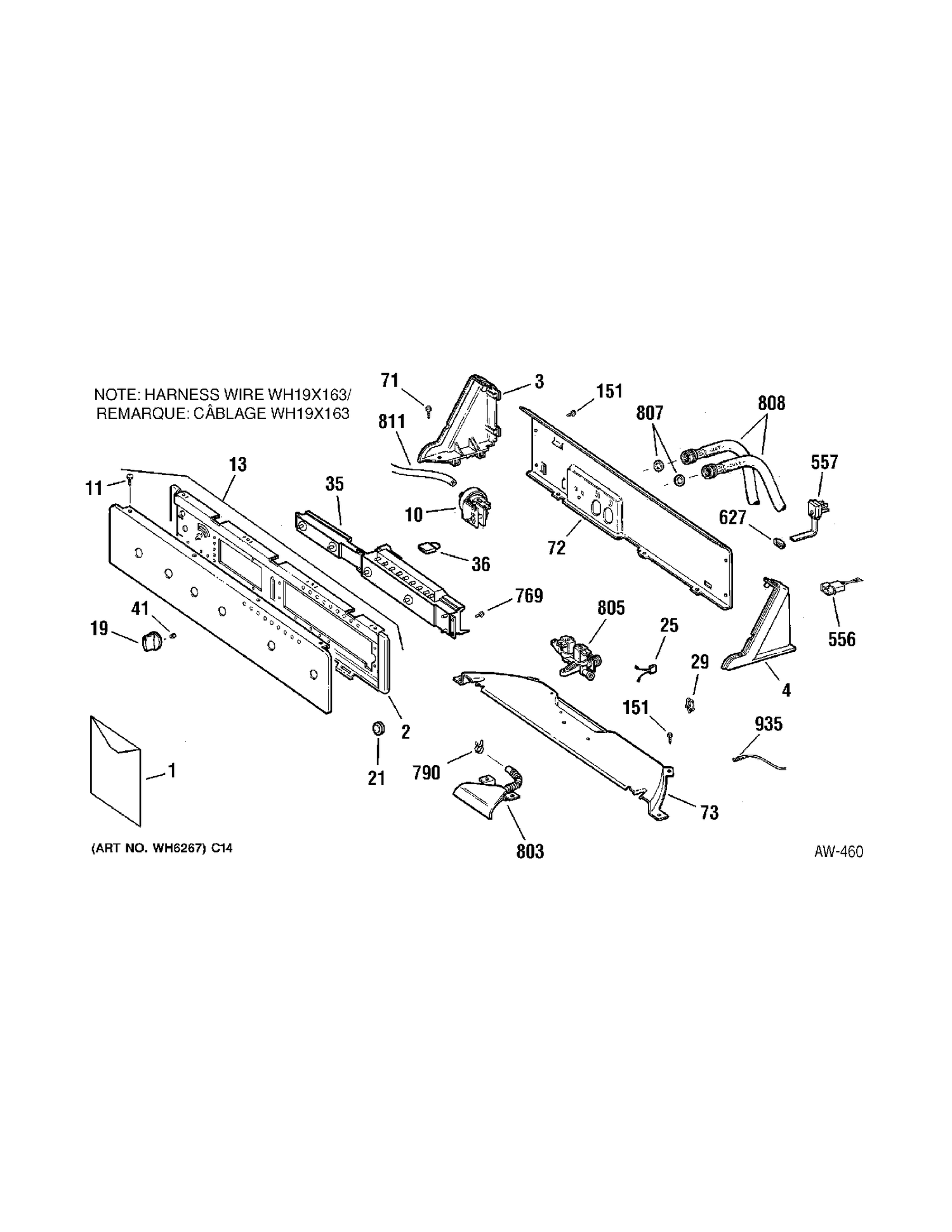 CONTROLS Diagram and Parts List for 57281B0WW  General Electric Washer