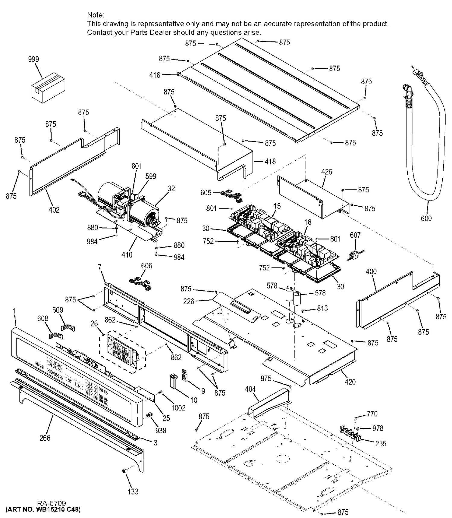 CONTROL PANEL Diagram and Parts List for ZET9550SH1SS  General Electric Range