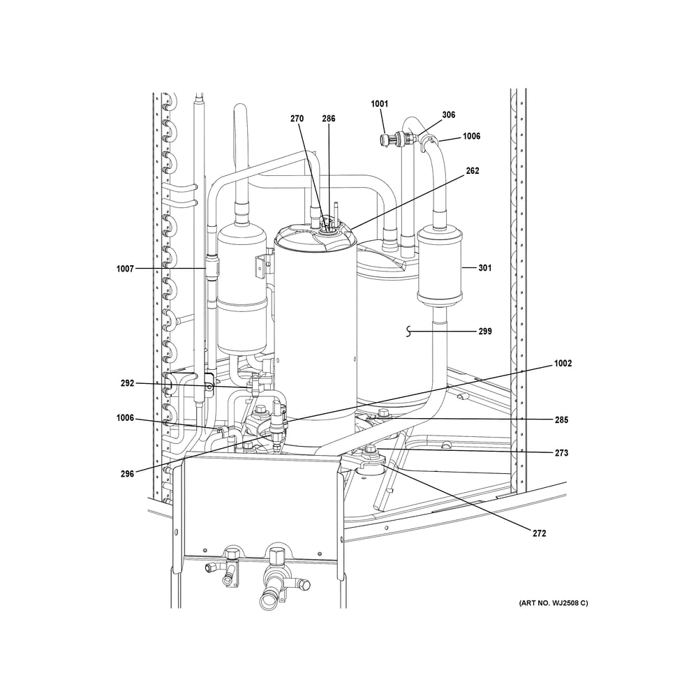 Sealed System Diagram and Parts List for NS22A24MA500A  General Electric Air Conditioner
