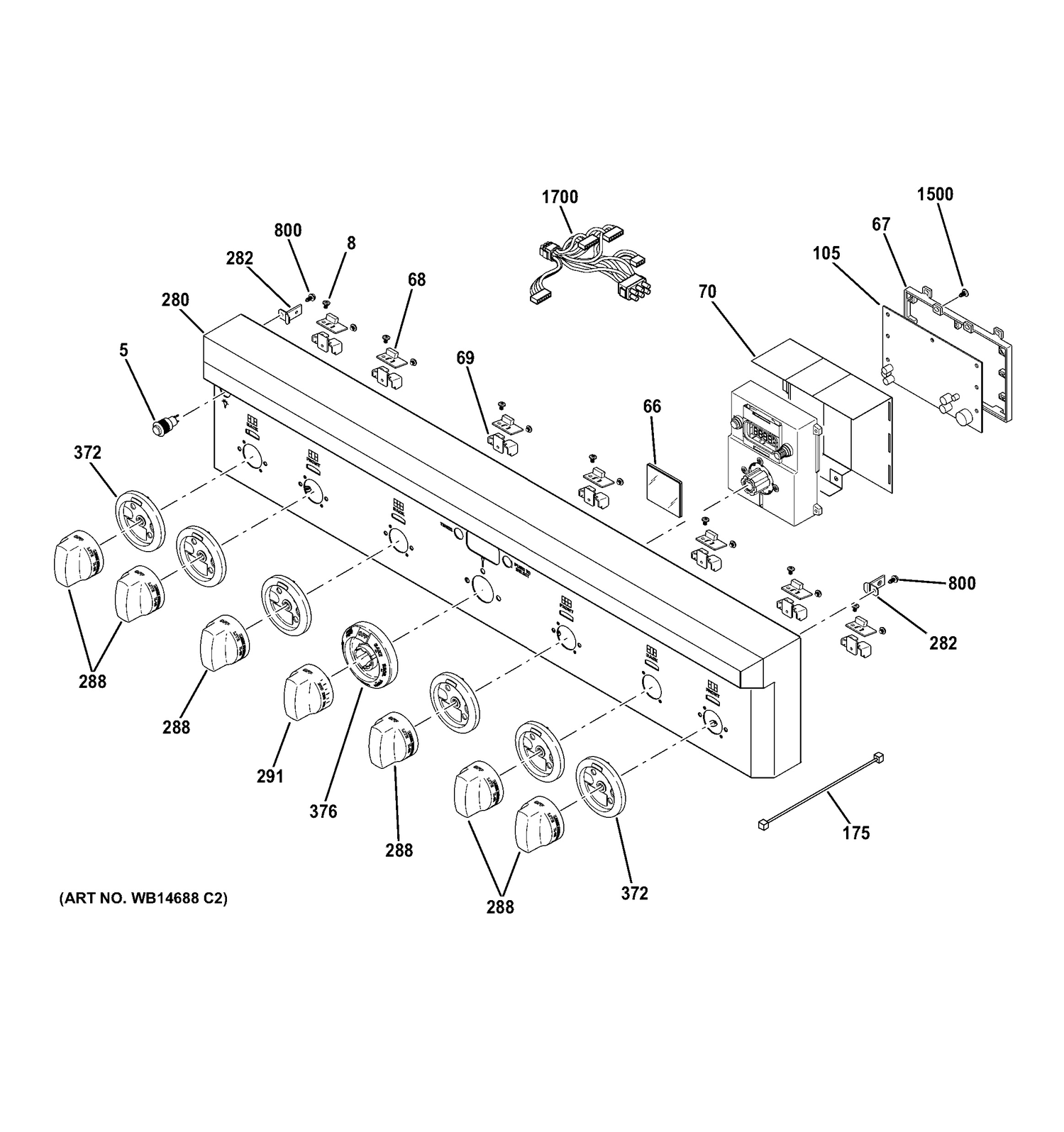 CONTROL PANEL Diagram and Parts List for ZDP366NP1GS  General Electric Range