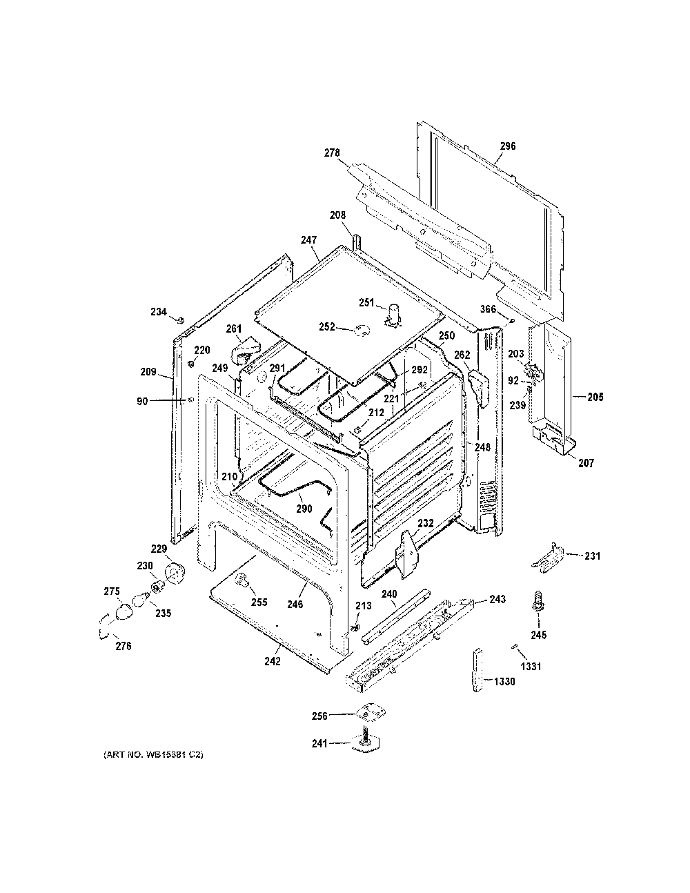 Body parts Diagram and Parts List for JBS160GM3SA  General Electric Range