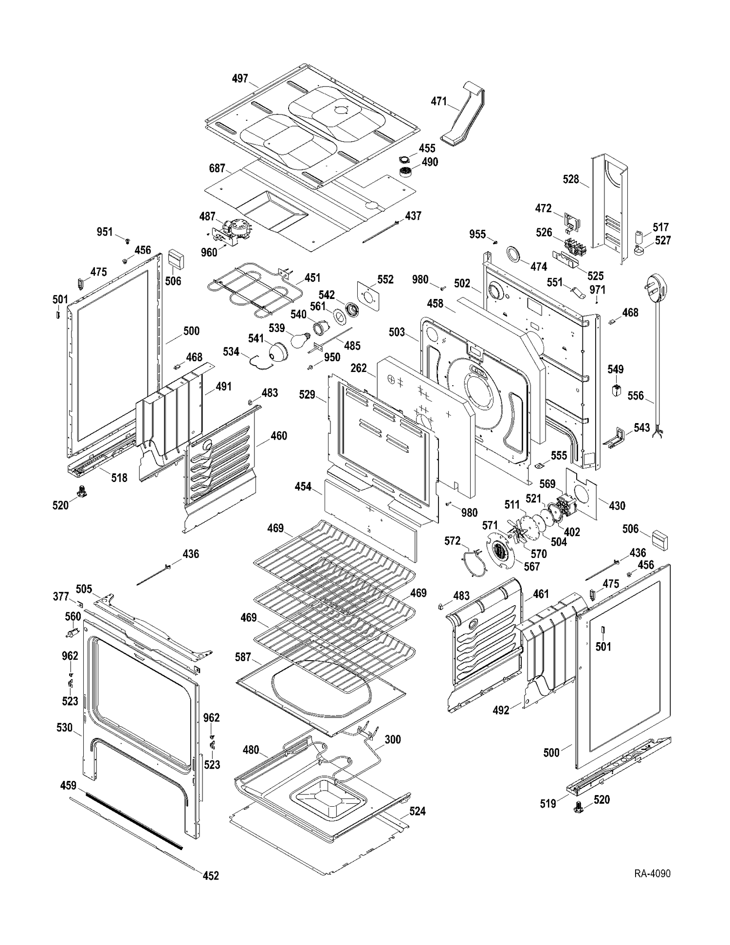 BODY PARTS Diagram and Parts List for JCBP79SP3SS  General Electric Range