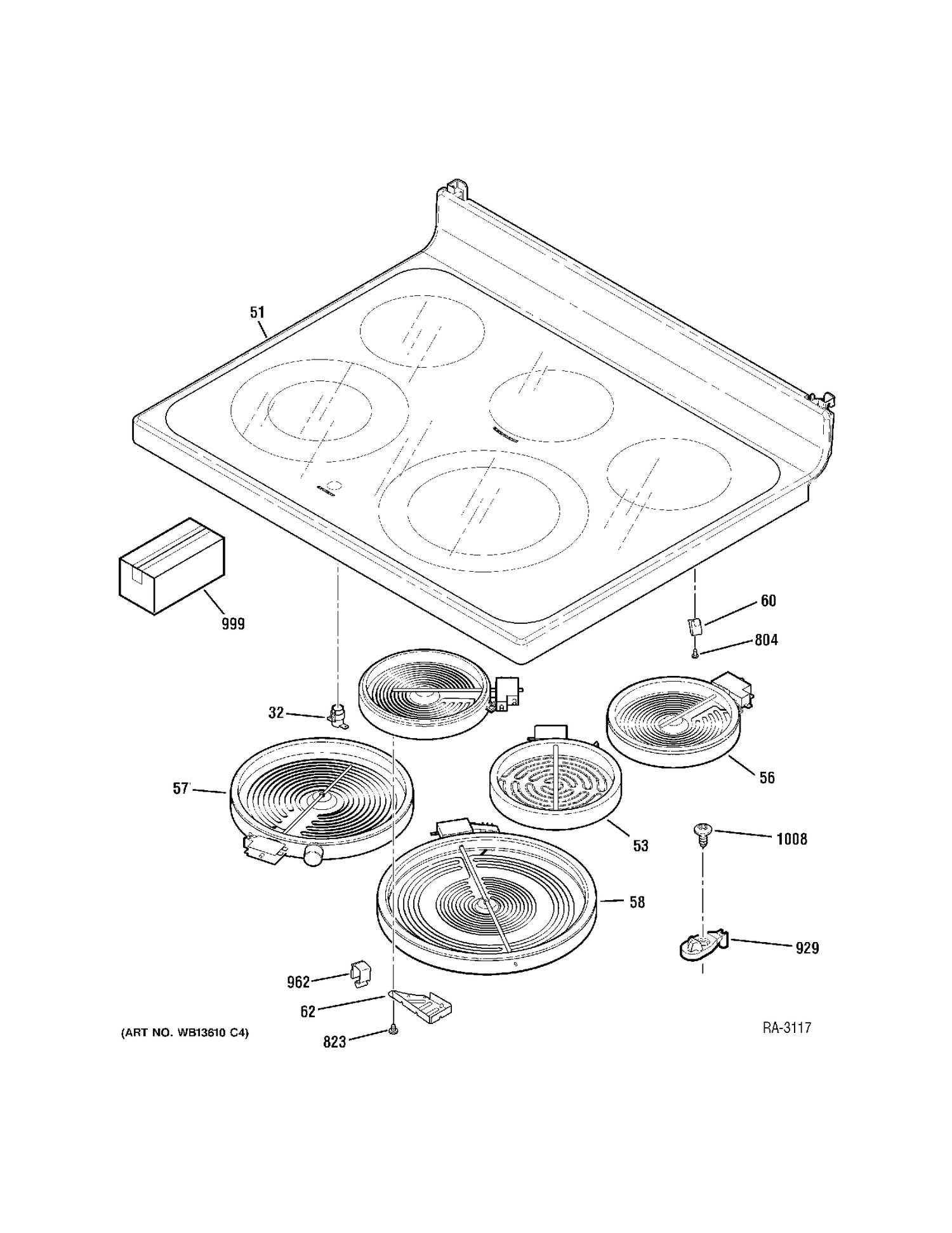 COOKTOP Diagram and Parts List for JCBP81DM3BB  General Electric Range
