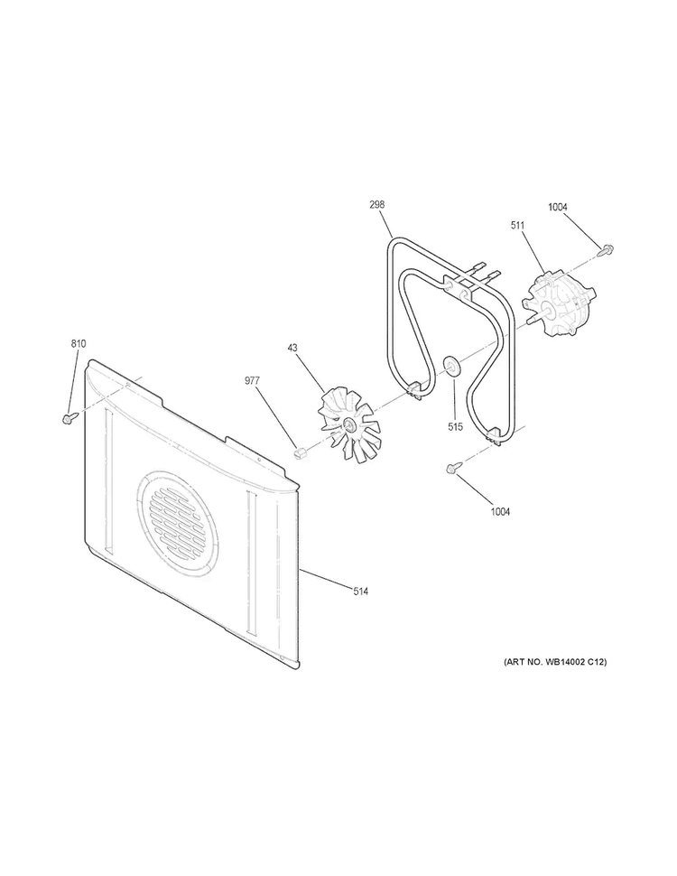 Convection Fan Diagram and Parts List for PB980SJ1SS  General Electric Range