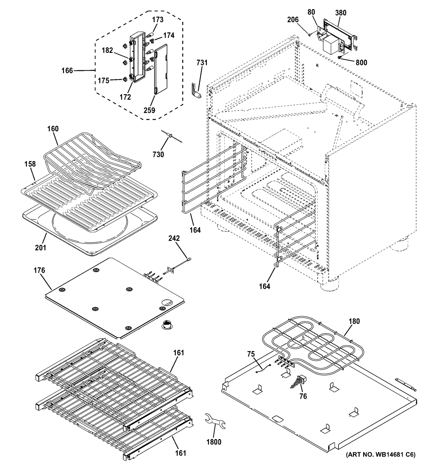 OVEN CAVITY PARTS Diagram and Parts List for ZDP364LDP7SS  General Electric Range