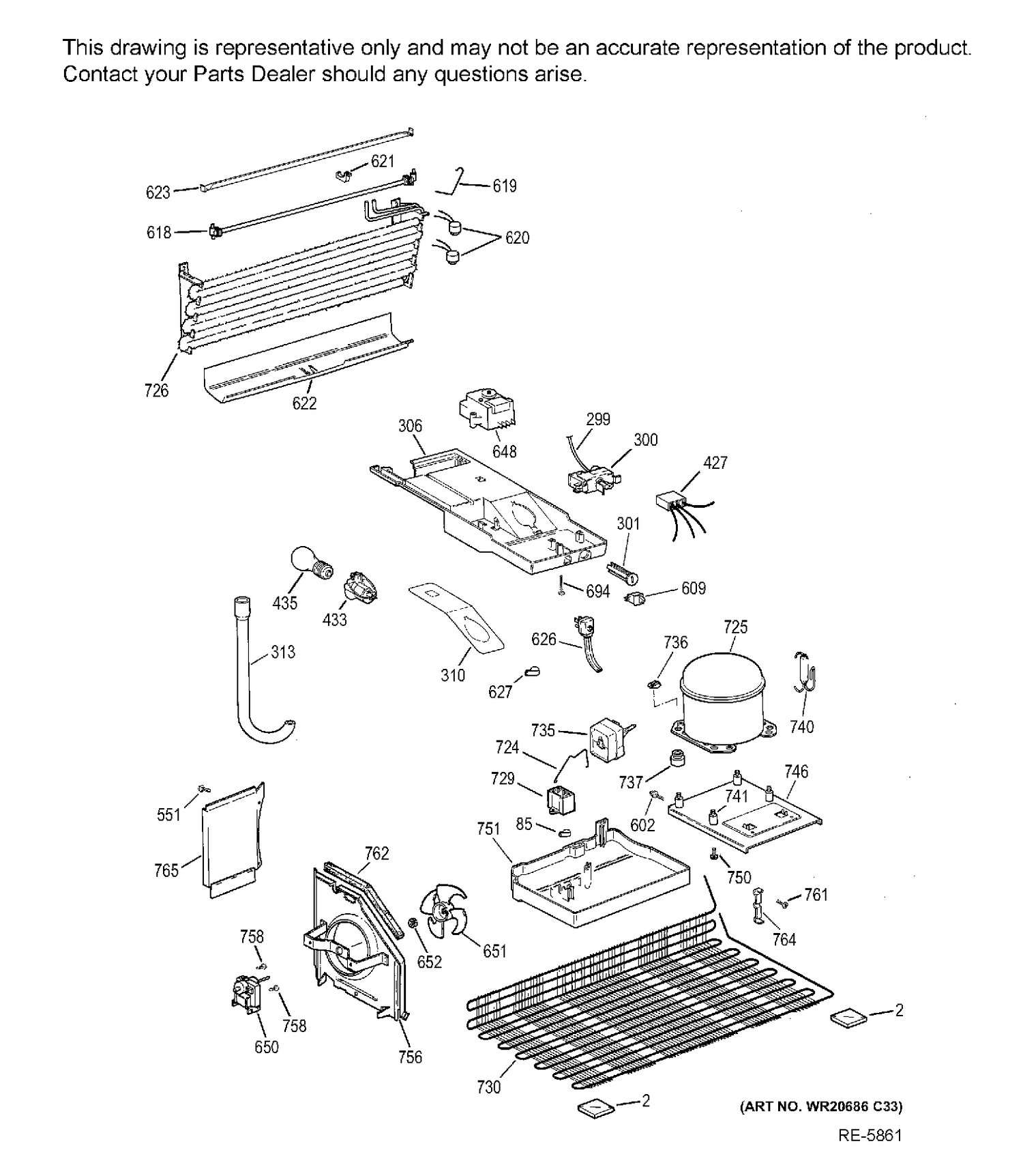 MACHINE COMPARTMENT Diagram and Parts List for GTZ18GBEGRSS  General Electric Refrigerator