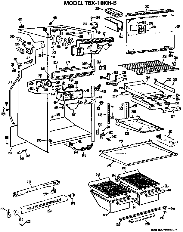 Cabinet Parts Diagram and Parts List for TBX18KHB  General Electric Refrigerator