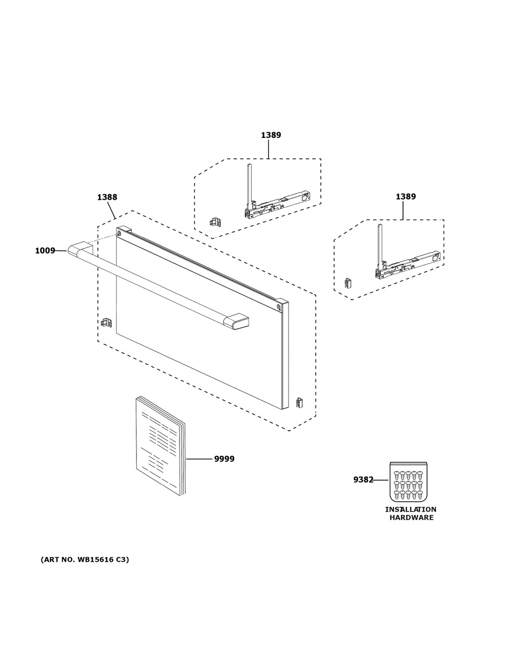 Door Parts Diagram and Parts List for CSB912M2N1S5  General Electric Microwave Oven Combo