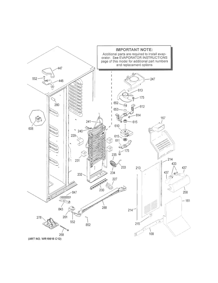 Freezer Section Diagram and Parts List for GSS23GGKECWW  General Electric Refrigerator