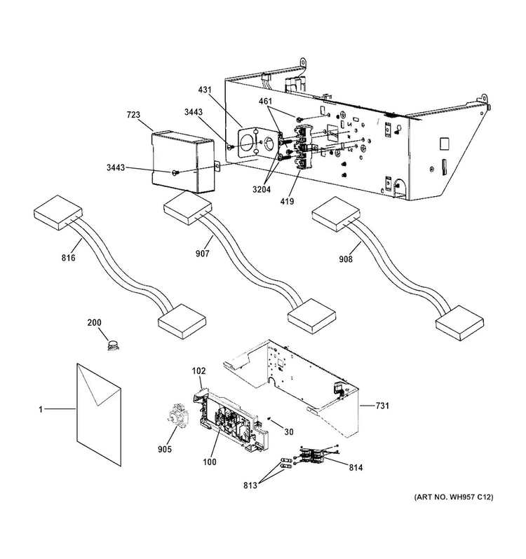 Controls Diagram and Parts List for GTUP270EM5WW  General Electric Washer Dryer Combo