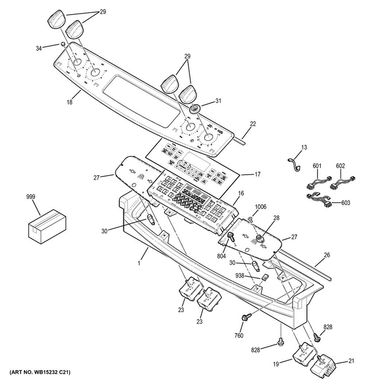Control Panel Diagram and Parts List for JS630DF4CC  General Electric Range