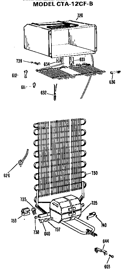 Unit Parts Diagram and Parts List for CTA12CFB  Hotpoint Refrigerator