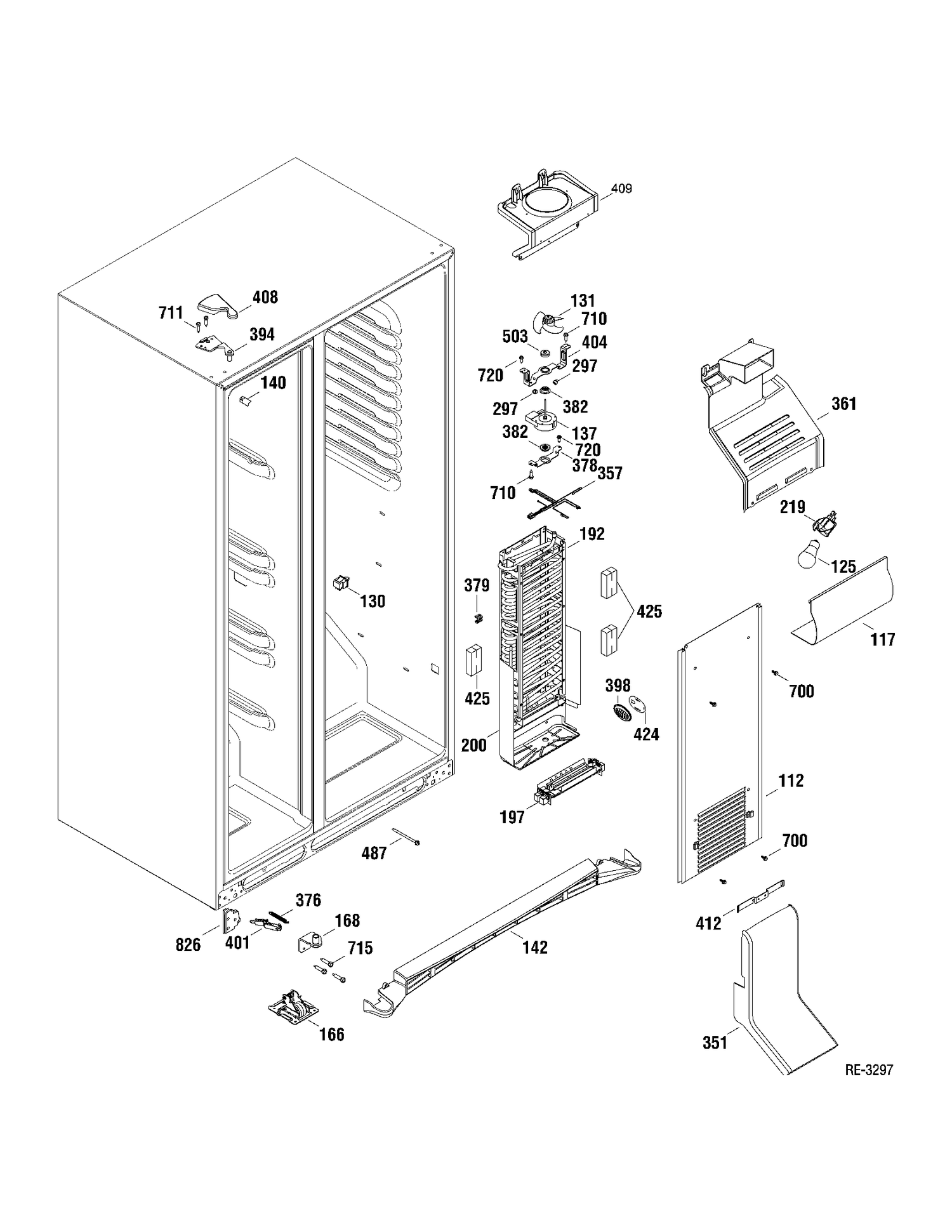 FZ SECTION Diagram and Parts List for GSRC3QGXAFBB  General Electric Refrigerator