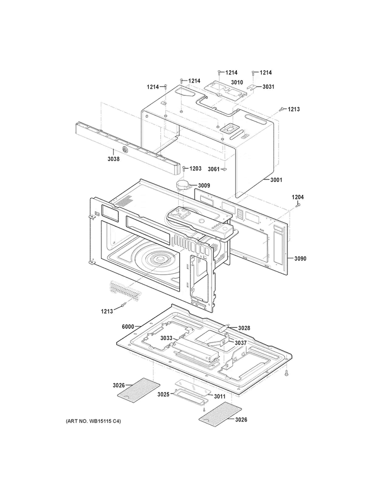 Oven Cavity Parts Diagram and Parts List for CVM1750SH2SS  General Electric Microwave