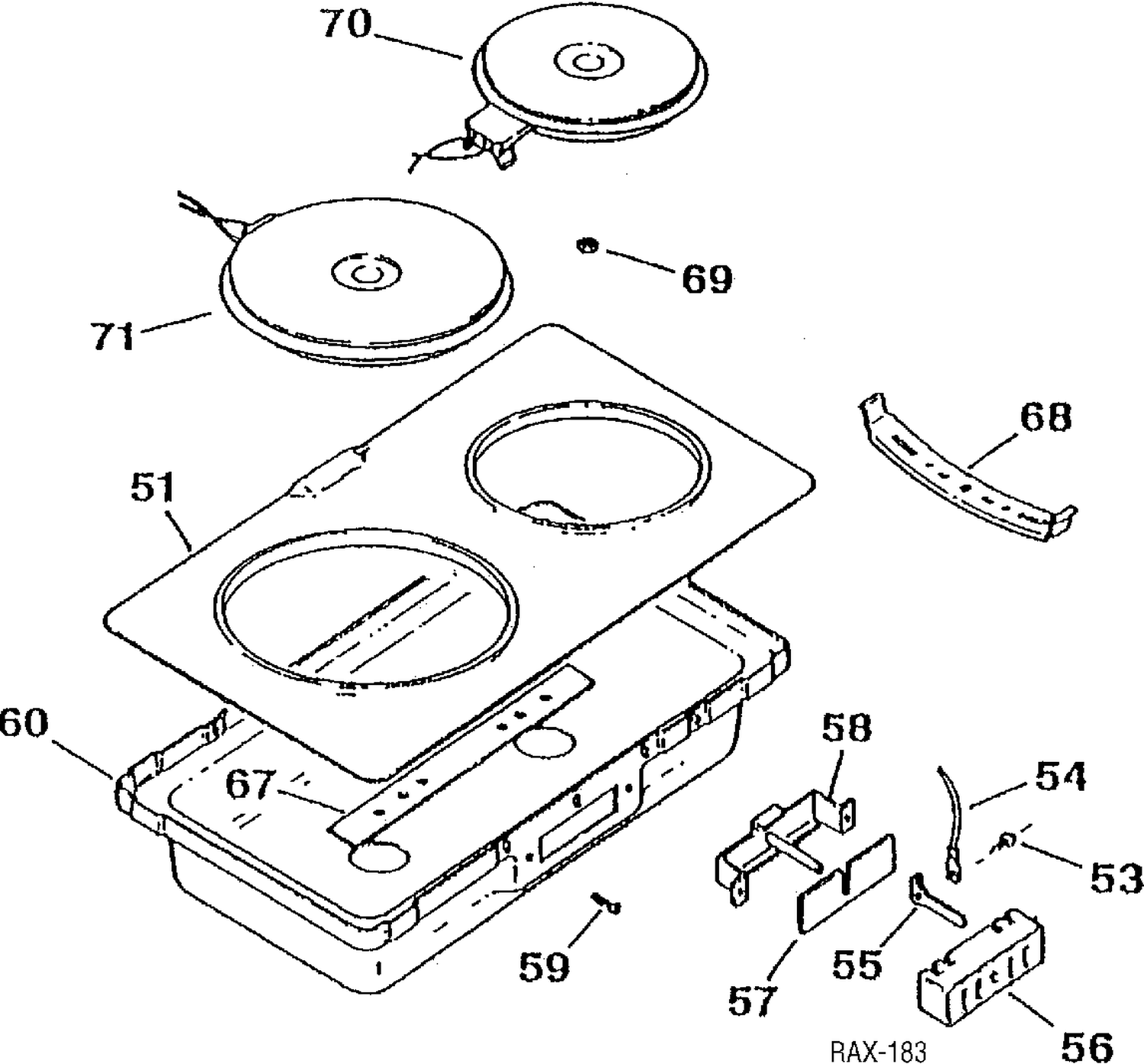 COOKTOP GROUP Diagram and Parts List for JXDS430R1BLC  General Electric Range