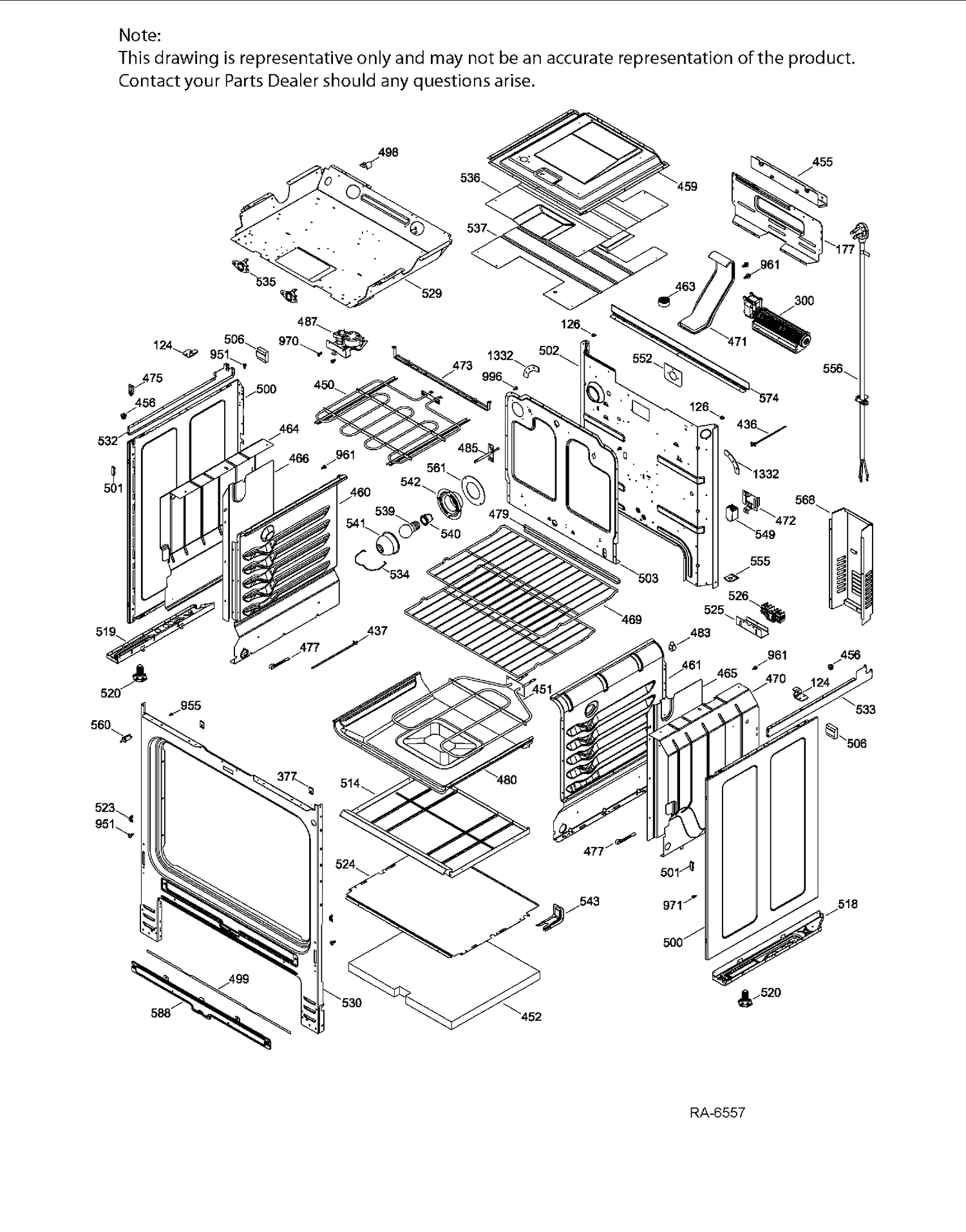BODY Diagram and Parts List for JCSP41SV4SS  General Electric Range