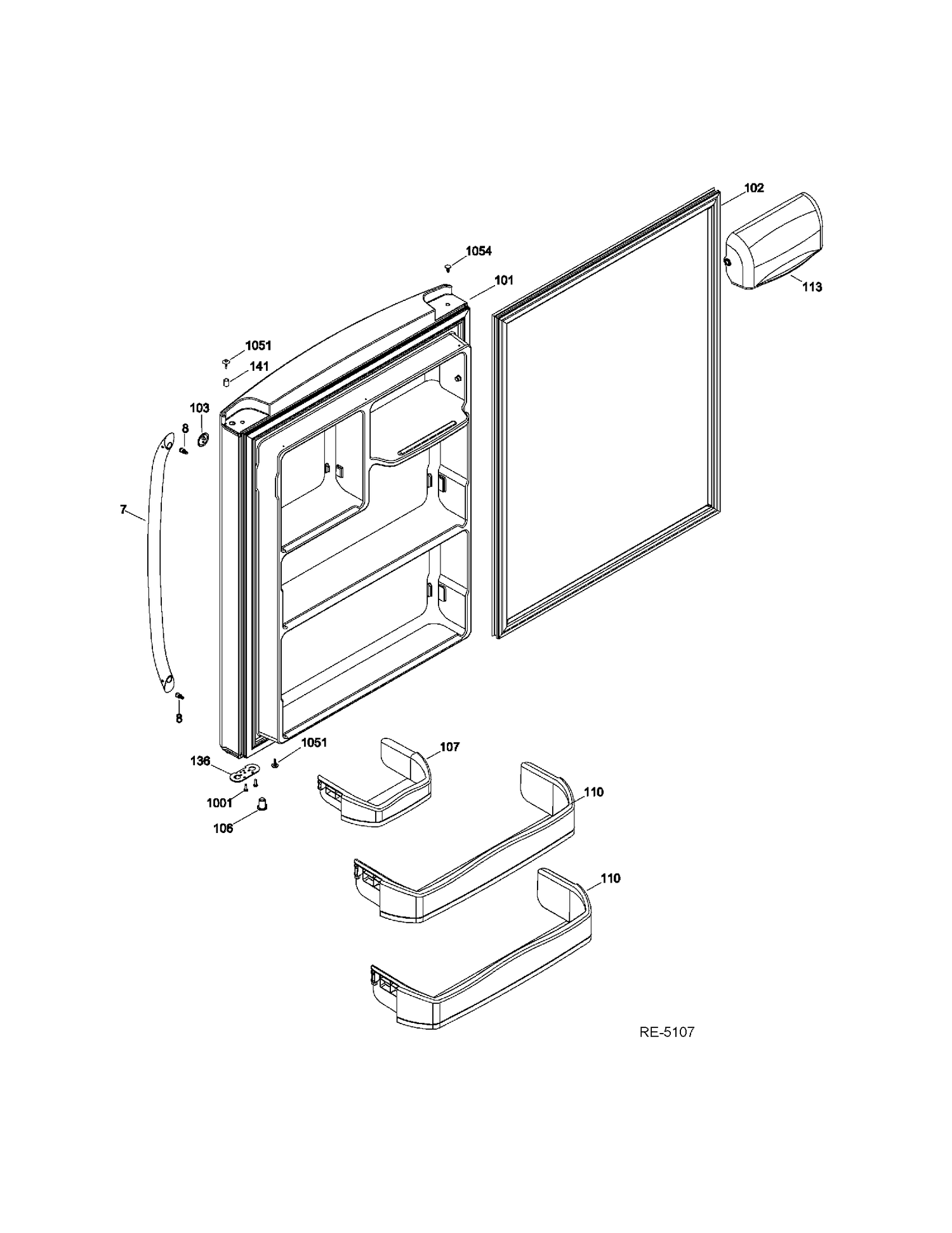 FF DOOR Diagram and Parts List for GBRS0HBXFRSS  General Electric Refrigerator